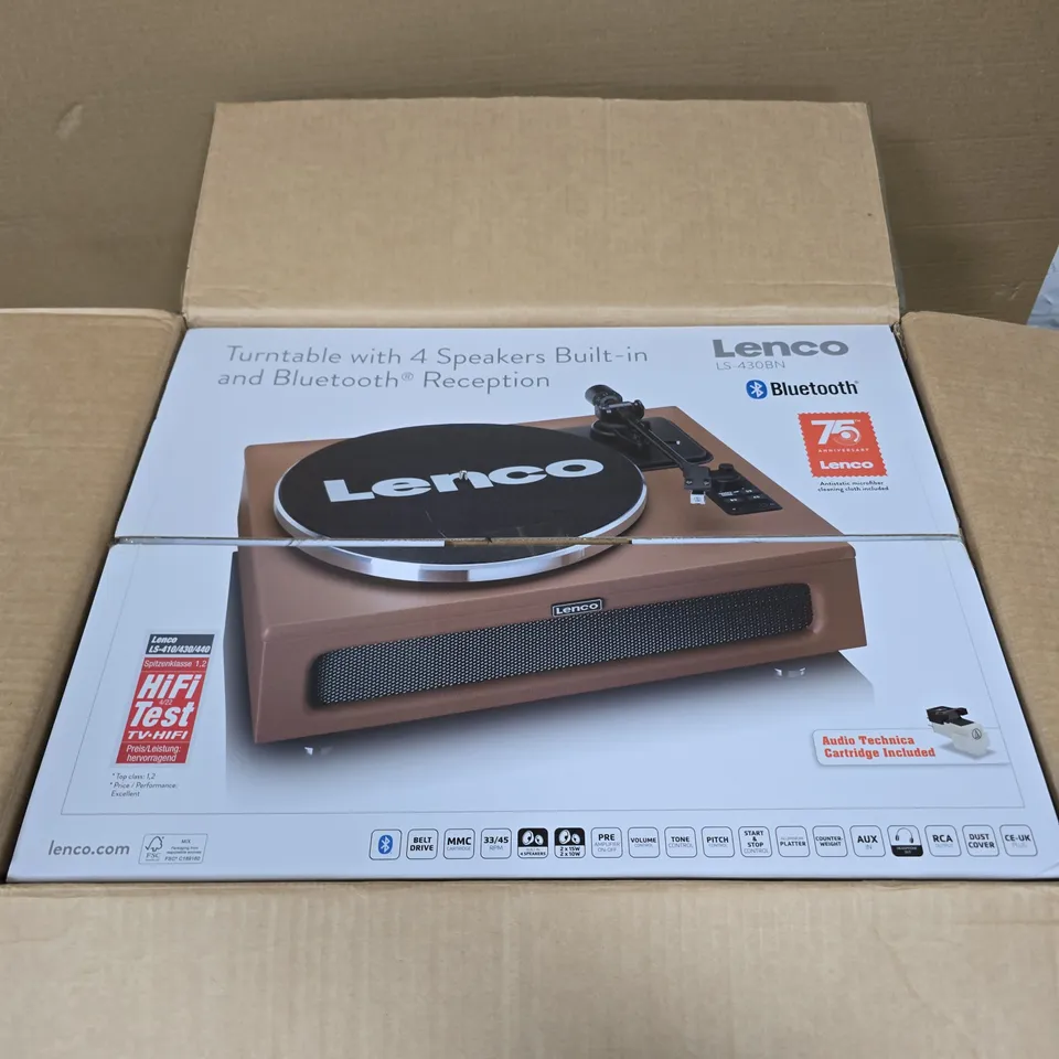 LENCO LS-430BN TURNTABLE WITH BUILT-IN SPEAKERS & BLUETOOTH – BOXED