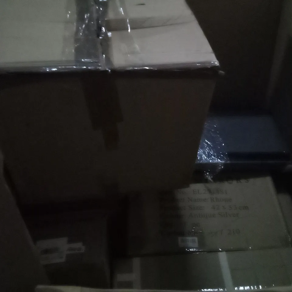 PALLET OF ASSORTED ITEMS INCLUDING PRO TRAMPOLINE, INFLATABLE SUP BOARD, TV STAND, SELECT MIRRORS RHONE
