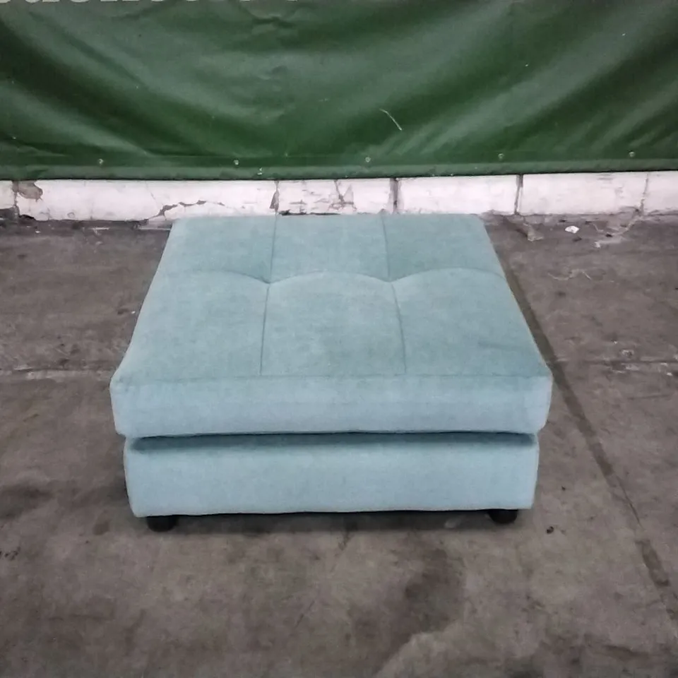 QUALITY DESIGNER LOUNGE CO FOOTSTOOL IN TURQUOISE VELVET