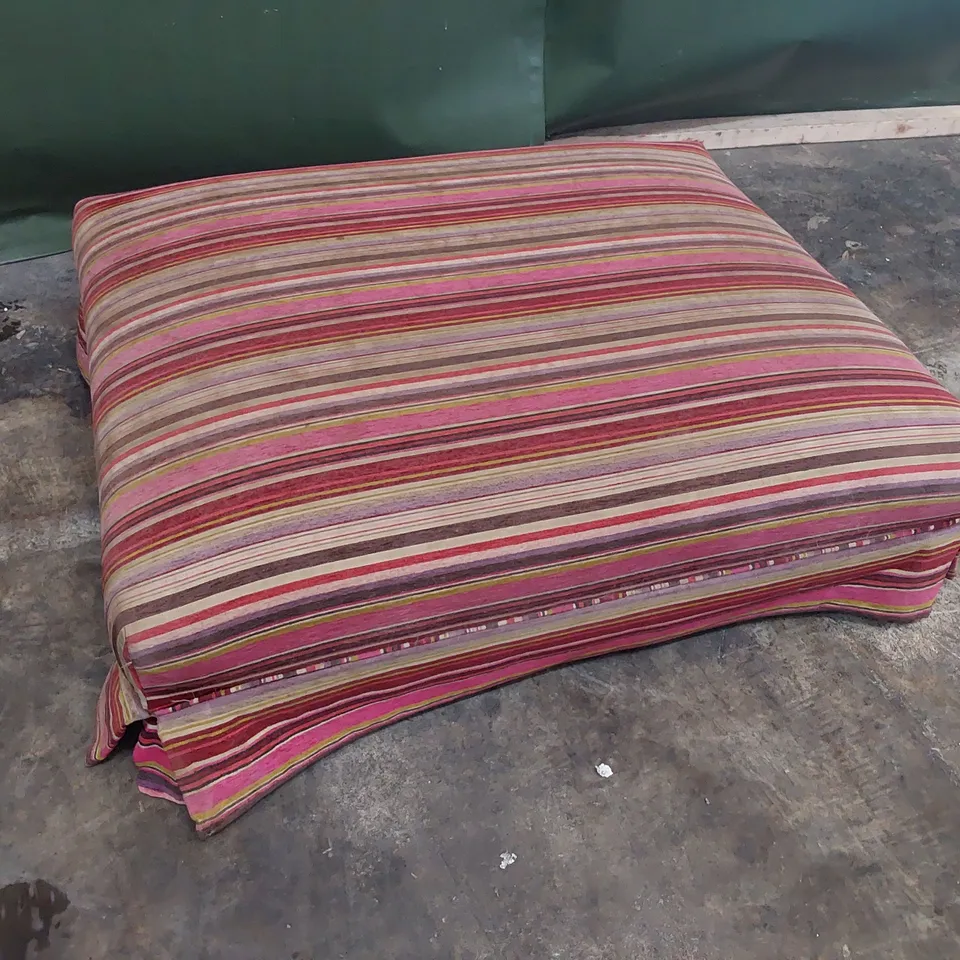 QUALITY BRITISH DESIGNER LOUNGE Co. LARGE FOOTSTOOL STRIPED RED FABRIC 