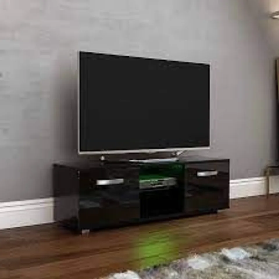 BOXED COSMO 2 DOOR LED TV UNIT 140X40X38CM BLACK