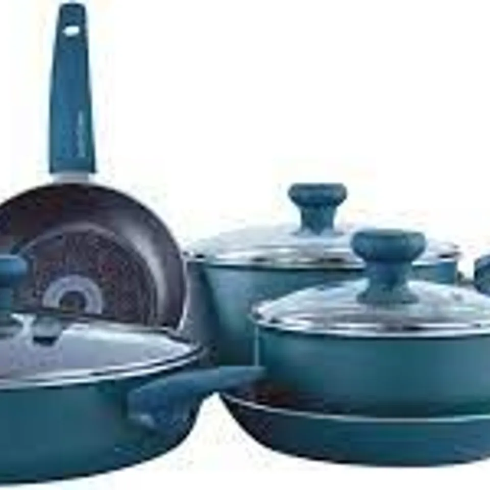 BOXED 17 STORIES ALLANAH 8 PIECE ALUMINIUM NON STICK PAN SET- BLUE