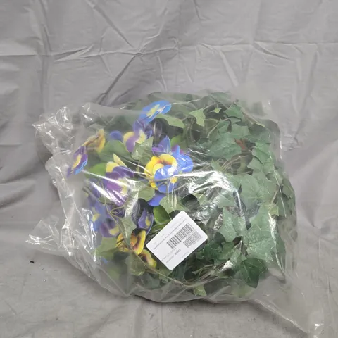 GARDEN REFLECTIONS PRE-LIT FAUX PANSY AND TRAILING IVY HANGING BASKET