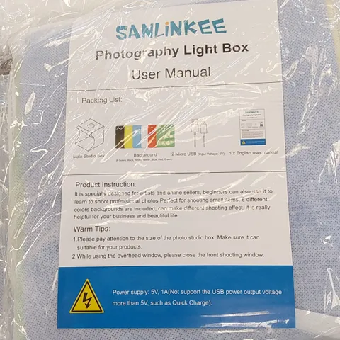 BOX TO CONTAIN APPROX 40 X SANLINKEE PHOTOGRAPHY LIGHT BOXES