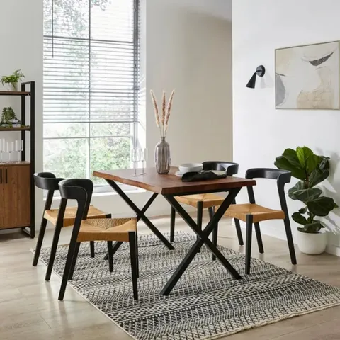 BOXED EZRA 4 SEATER RECTANGULAR COMPACT DINING TABLE, 120cm - WALNUT EFFECT (1 BOX)