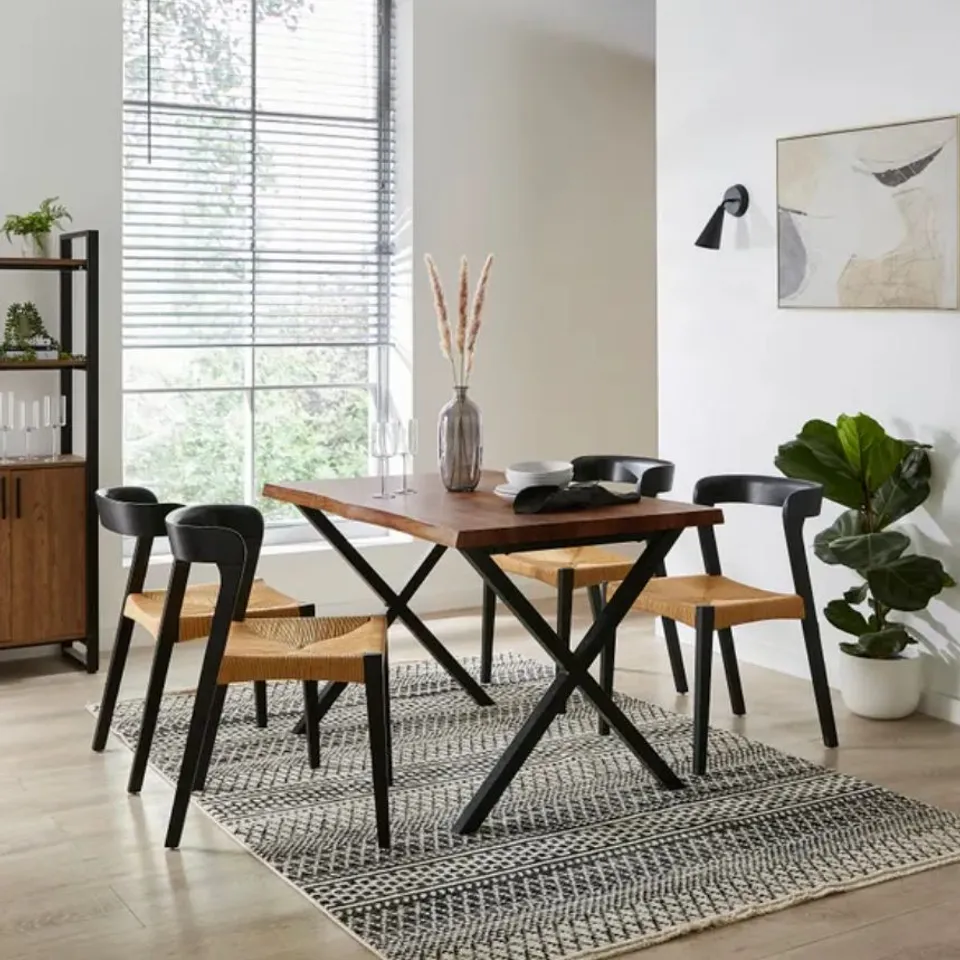 BOXED EZRA 4 SEATER RECTANGULAR COMPACT DINING TABLE, 120cm - WALNUT EFFECT (1 BOX)