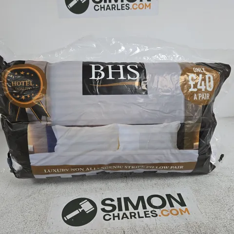 BHS LUXURY NON-ALLERGENIC STRIPE PILLOW PAIR β HOTEL QUALITY
