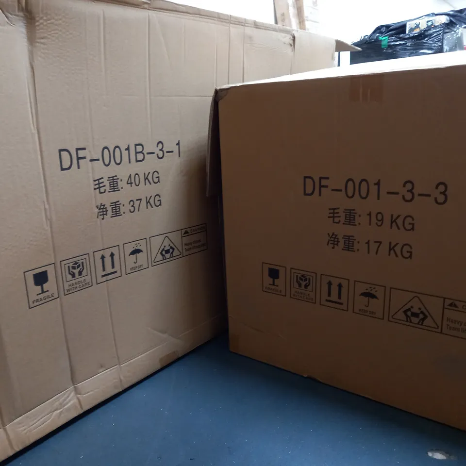 BOX OF 3 RATTAN GARDEN FURNITURE - BROWN WITH CREAM CUSHIONS - COLLECTION ONLY.