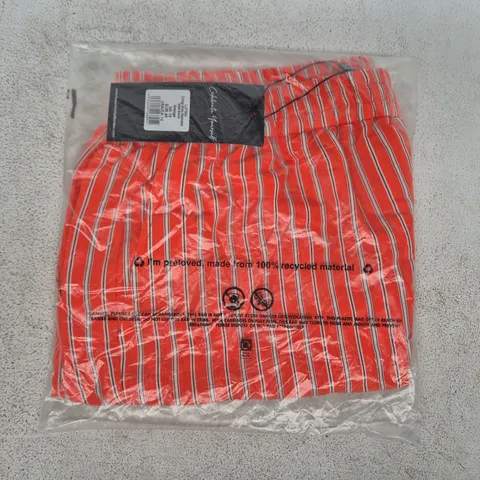 BAGGED LIVE UNLIMITED ORANGE STRIPE ELASTICATED WAIST SHORTS SIZE UK 18