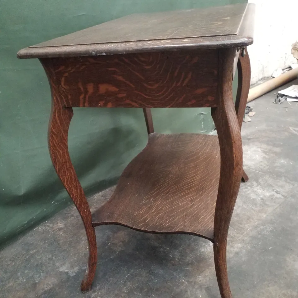 ANTIQUE OAK-VENEER 1-DRAWER SIDE TABLE 