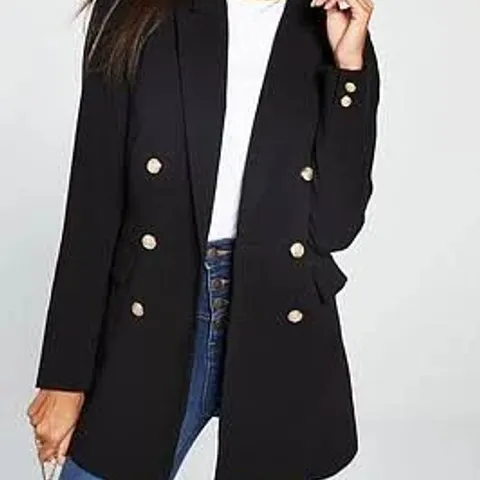 LONGLINE MILITARY JACKET - BLACK - SIZE 20 