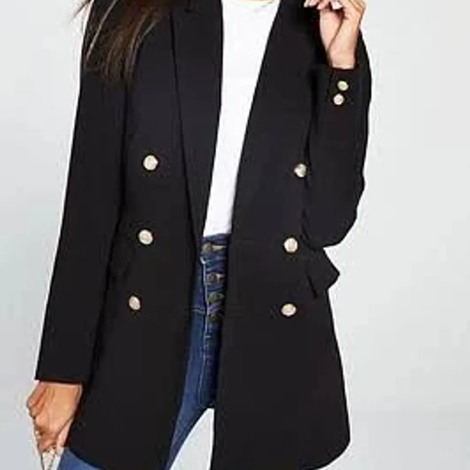 LONGLINE MILITARY JACKET - BLACK - SIZE 20 