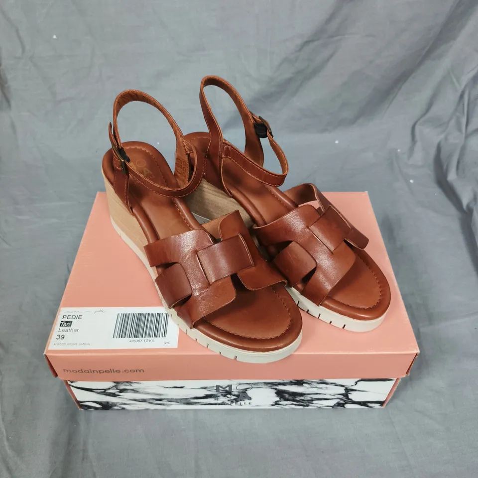 MODA IN PELLE TAN LEATHER H-BAND WEAVE SANDALS – UK 6 
