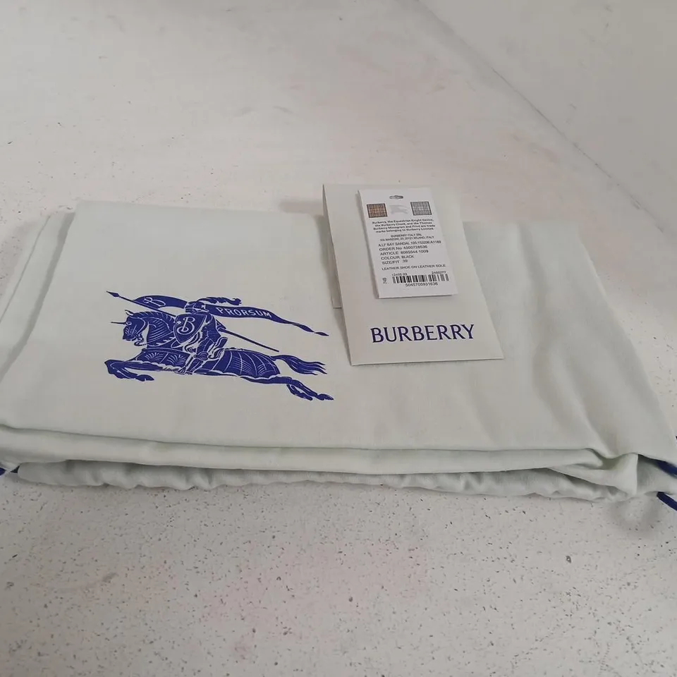 BURBERRY BLACK QUILTED LEATHER SANDAL WITH BUCKLE, UK 6 (EU 39) – DUST BAG & BOX