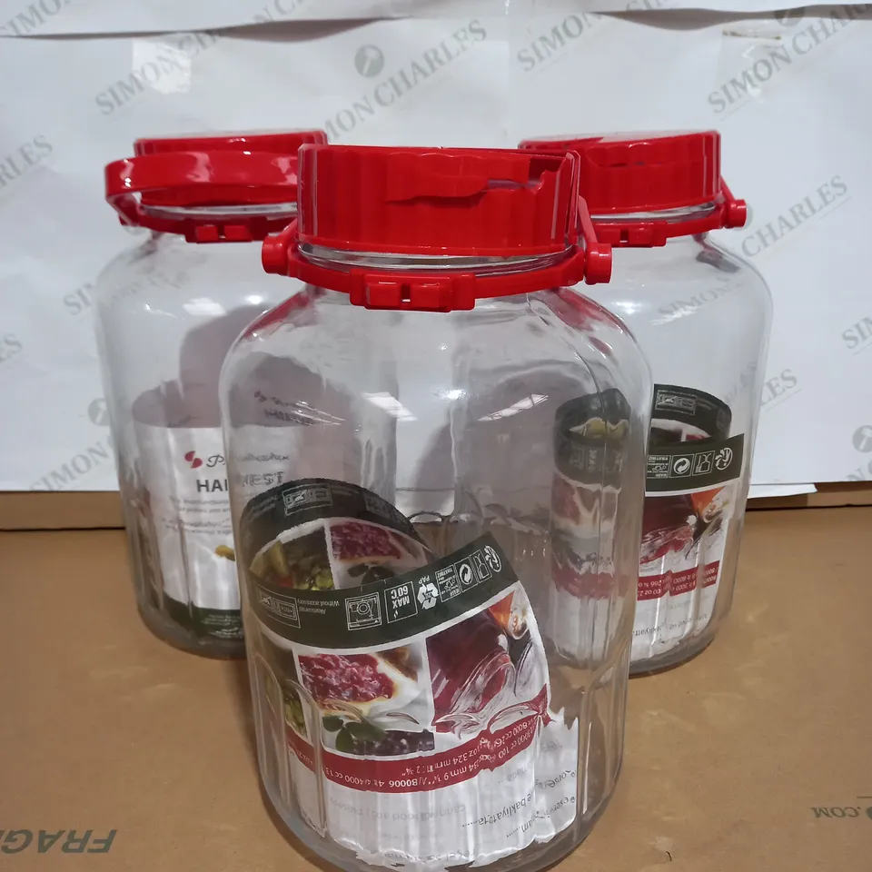 LOT OF 3 PASABAHCE HARVEST LARGE GLASS JARS