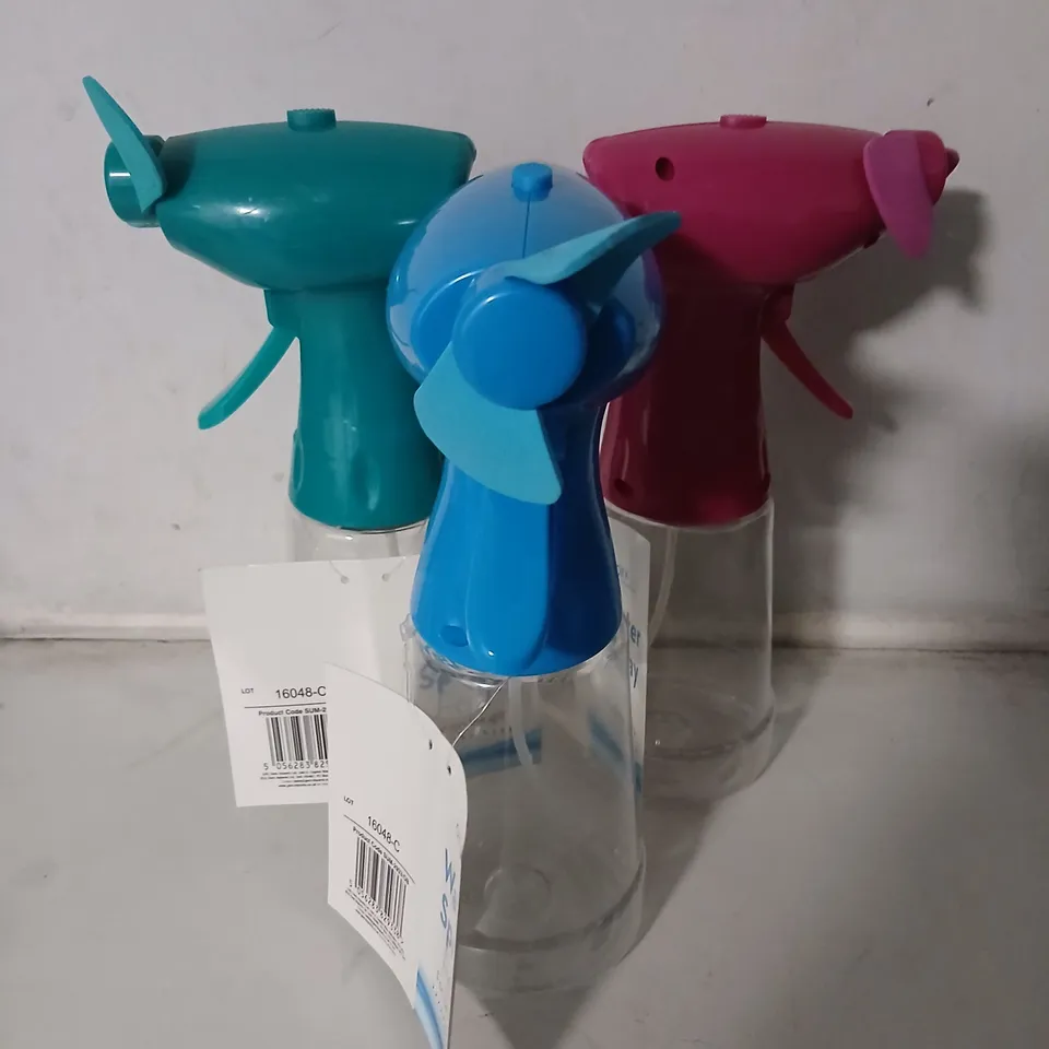 PALLET OF APPROXIMATELY 264 SETS OF THREE OXYCOOL WATER SPRAY FAN – ON-THE-GO HANDHELD COOLING DEVICE (3 COLOURS SHOWN)