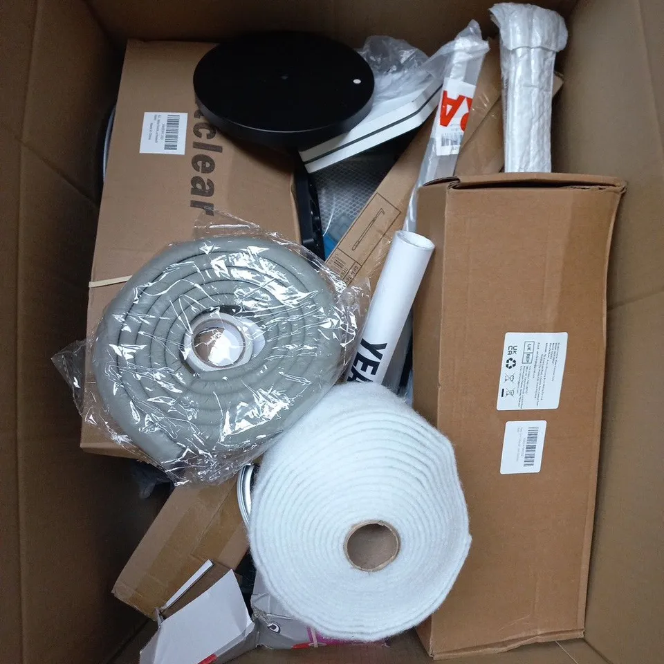APPROXIMATELY 10 ASSORTED HOUSEHOLD PRODUCTS TO INCLUDE HOME DECOR, WIRE BRUSH, WALLPAPER ETC