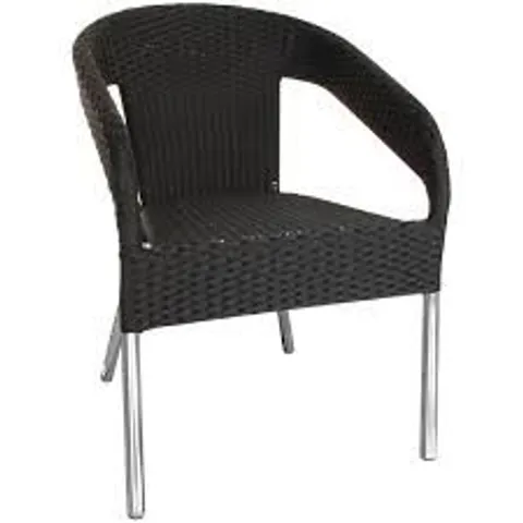 BRAND NEW BOLERO PE WICKER WRAPAROUND BISTRO CHAIRS CHARCOAL (3 PACK)