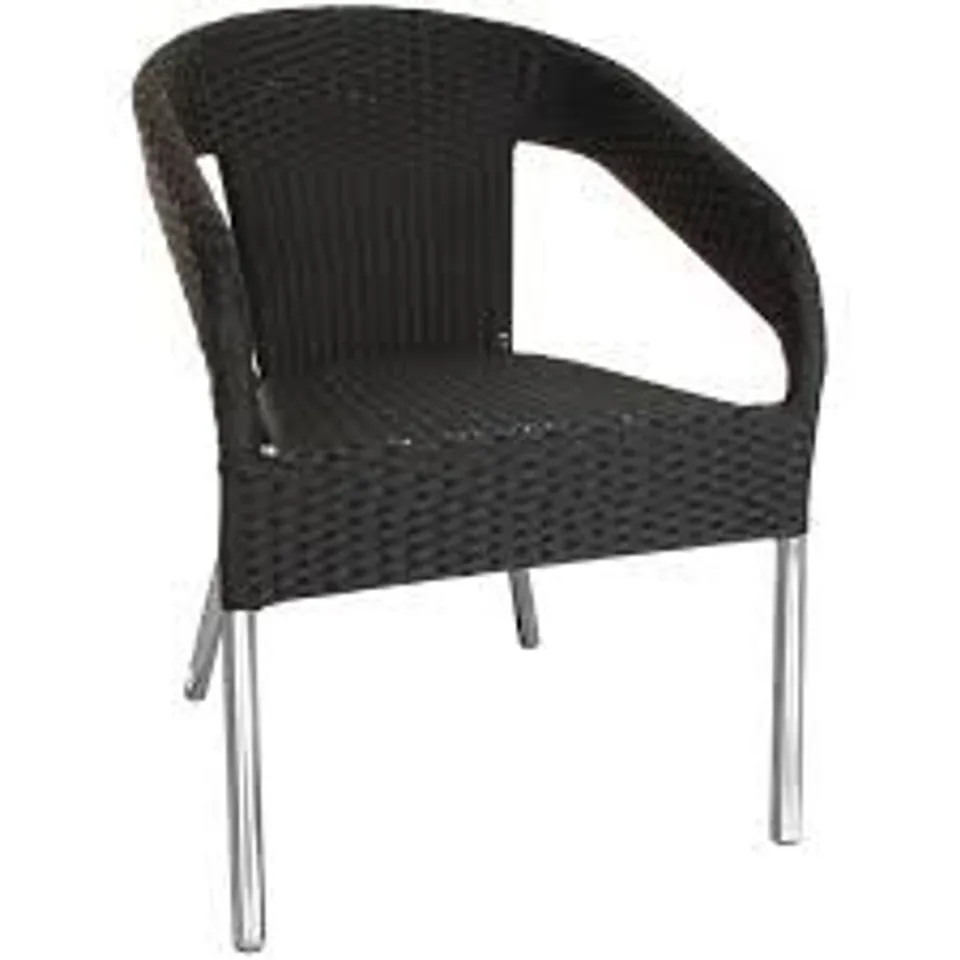 BRAND NEW BOLERO PE WICKER WRAPAROUND BISTRO CHAIRS CHARCOAL (3 PACK)