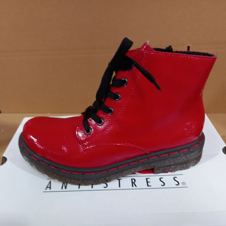RIEKER LACE ANKLE BOOTS - RED UK SIZE 6.5
