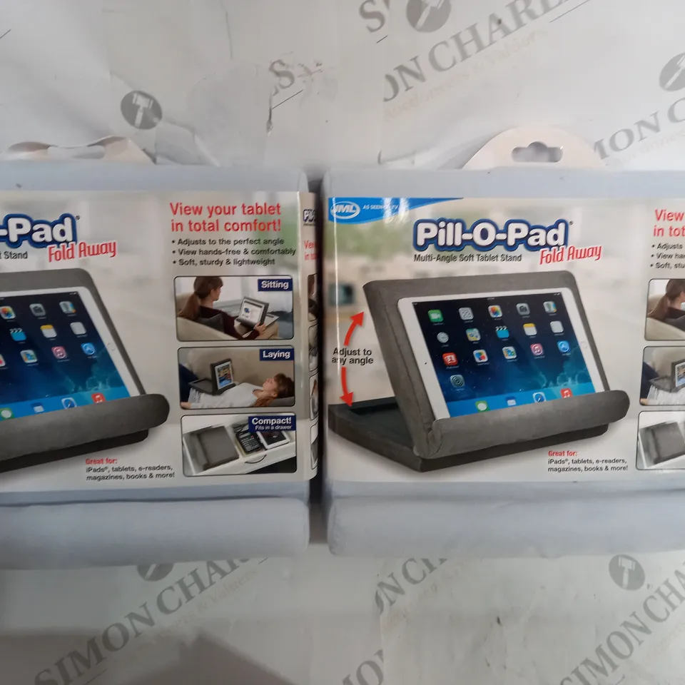 PAIR OF JML PILL-O-PAD FOLD AWAY TABLET STANDS
