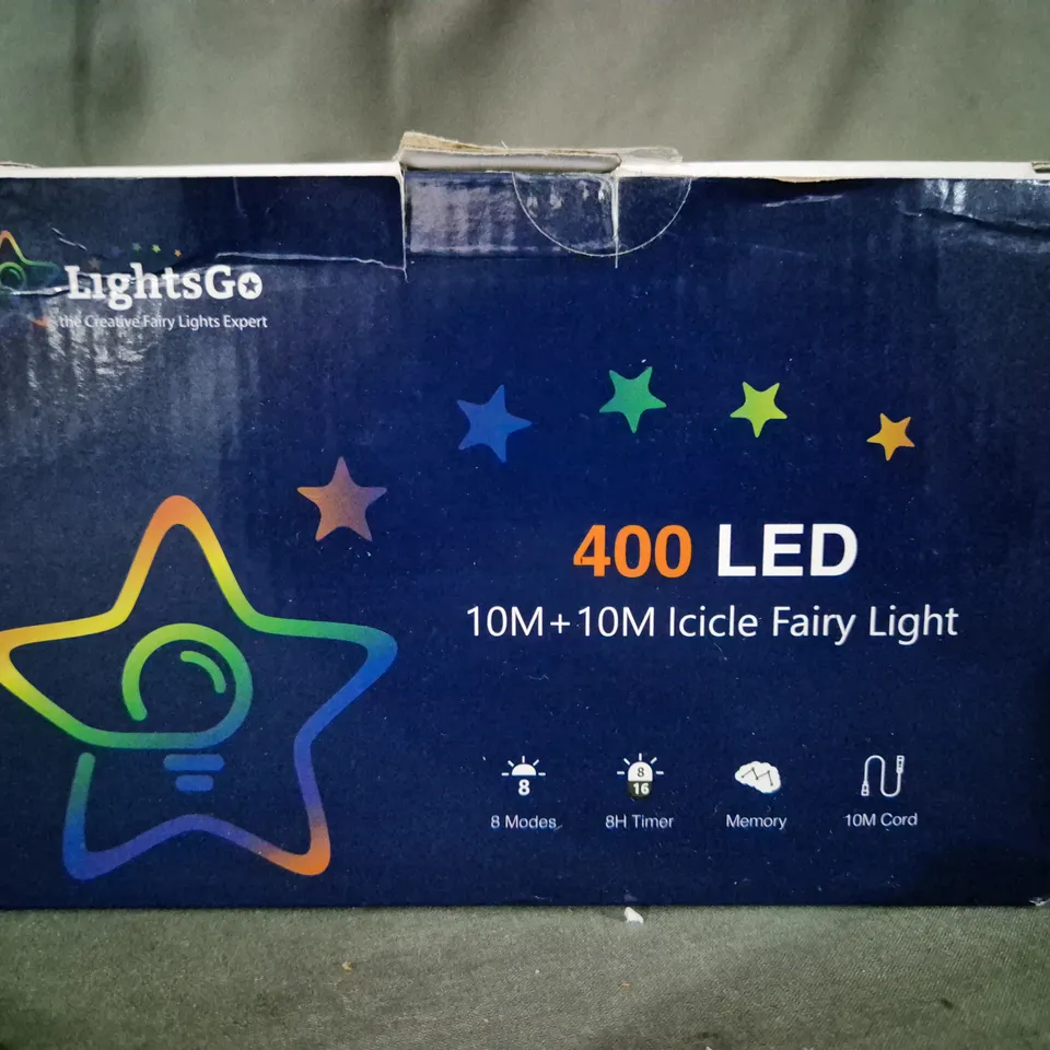 BOXED LIGHTSGO 400 LED ICICLE FAIRY LIGHTS