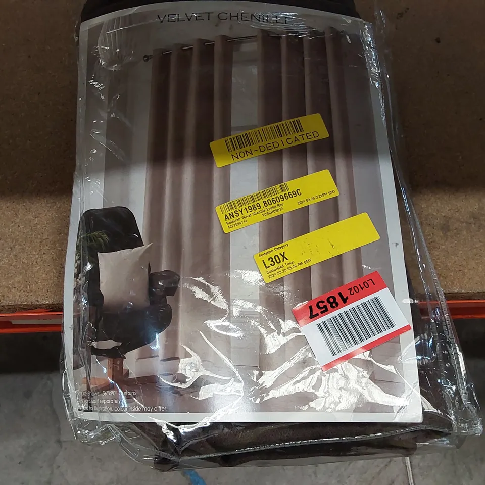 BAGGED NALAIYAH VELVET CHENILLE EYELET ROOM DARKENING CURTAINS - CHOCOLATE // 142 X 183CM (1 ITEM)