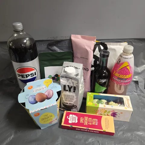 APPROXIMATELY 10 ASSORTED FOOD & DRINK ITEMS TO INCLUDE - M&S EGG HUNT TIN - GRIND COFFEE BEANS - OATLY BARISTA OAT DRINK - ETC