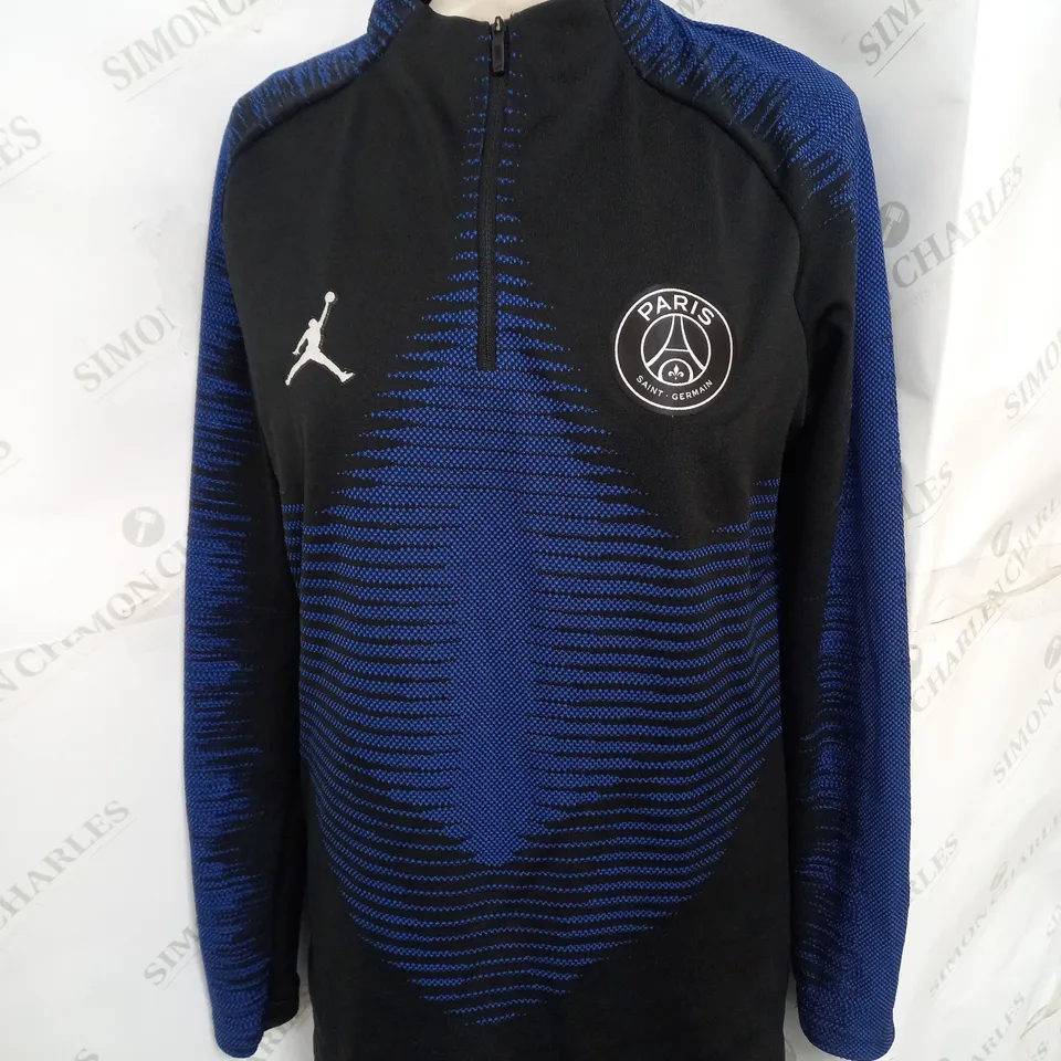 JORDAN X SAINT GERMAIN 1/4 PULLOVER IN BLACK/BLUE SIZE M