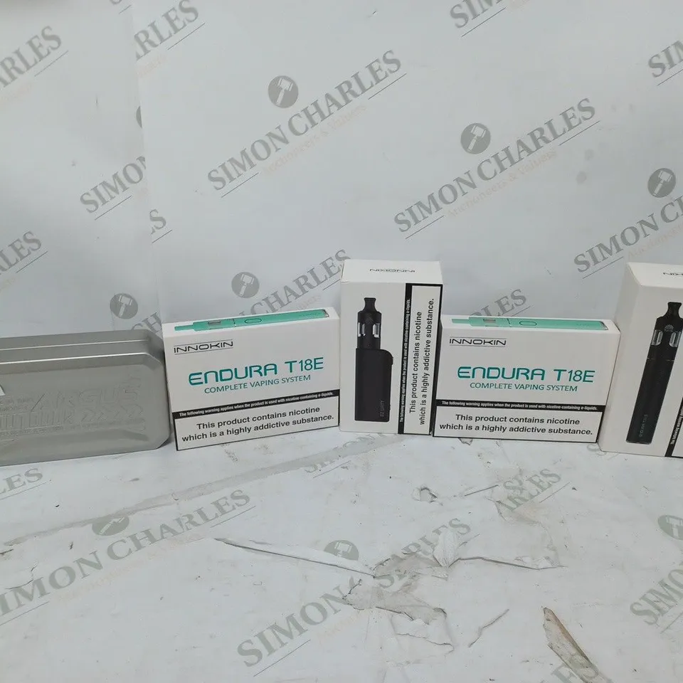 LOT OF APPROXIMATELY 10 BOXED E-CIGARETTES TO INCLUDE ENDURA T18E, INNOKIN EZ WATT, AND ARGUS OUTDOOR ETC.