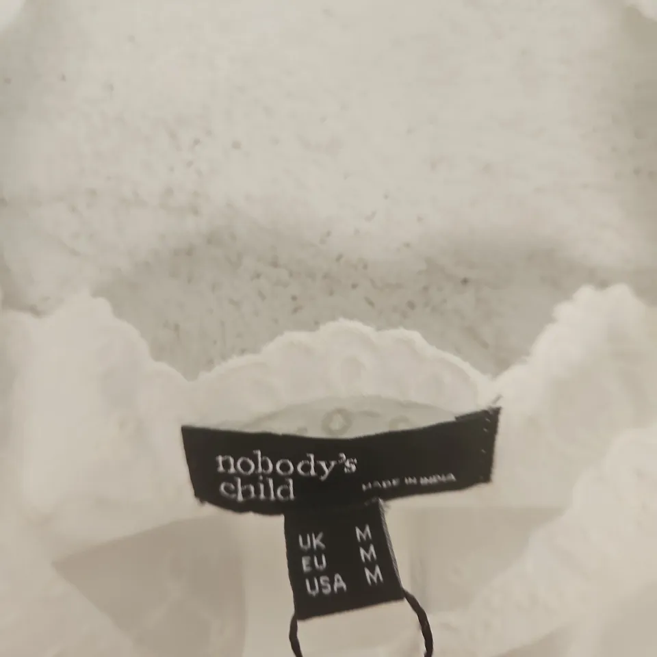 NOBODY'S CHILD WHITE LACE TOP– UK M, MADE IN INDIA