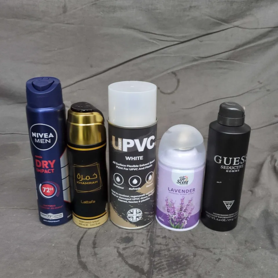 APPROXIMATELY 10 ASSORTED AEROSOLS TO INCLUDE AIR FRESHENER, BODY SPRAY, SPRAY PAINT ETC 