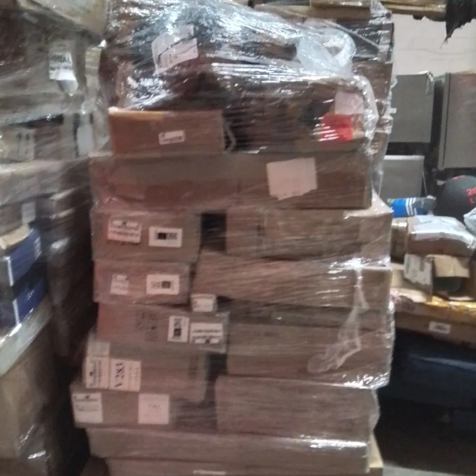 PALLET OF ASSORTED HOUSEHOLD GOODS AND PRODUCTS TO INCLUDE;PHONE CHARGER,BEDSIDE TABLE,LIGHT STRIP