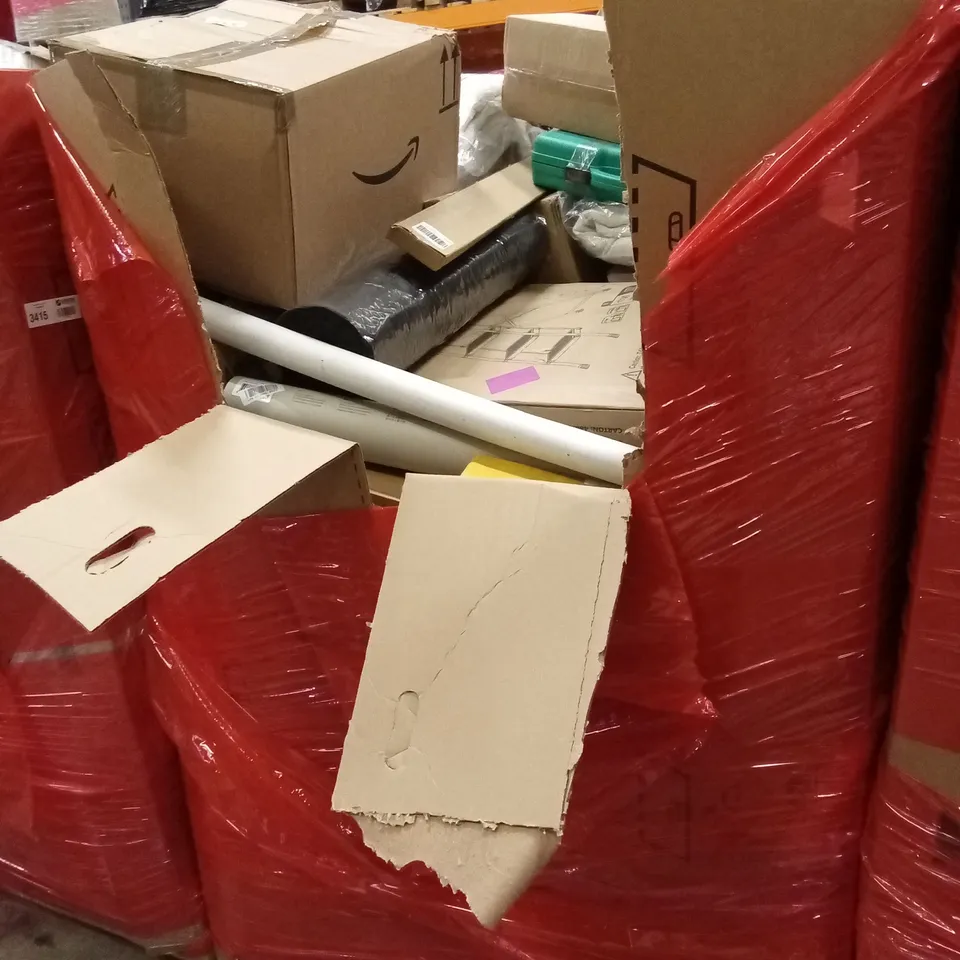 PALLET OF ASSORTED HOUSEHOLD GOODS AND PRODUCTS TO INCLUDE; TWIST STEPPER, BODY FAT SCALE, LADDER ETC