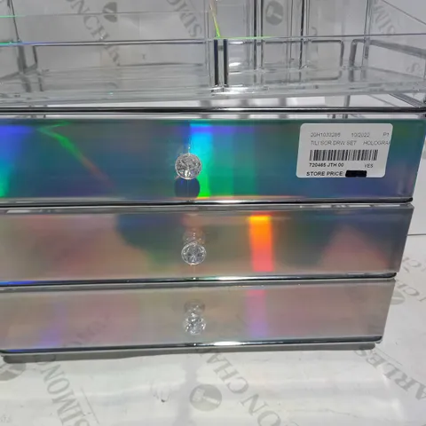 TILI FRAMED ACRYLIC STORAGE DRAWER SET - HOLOGRAPH