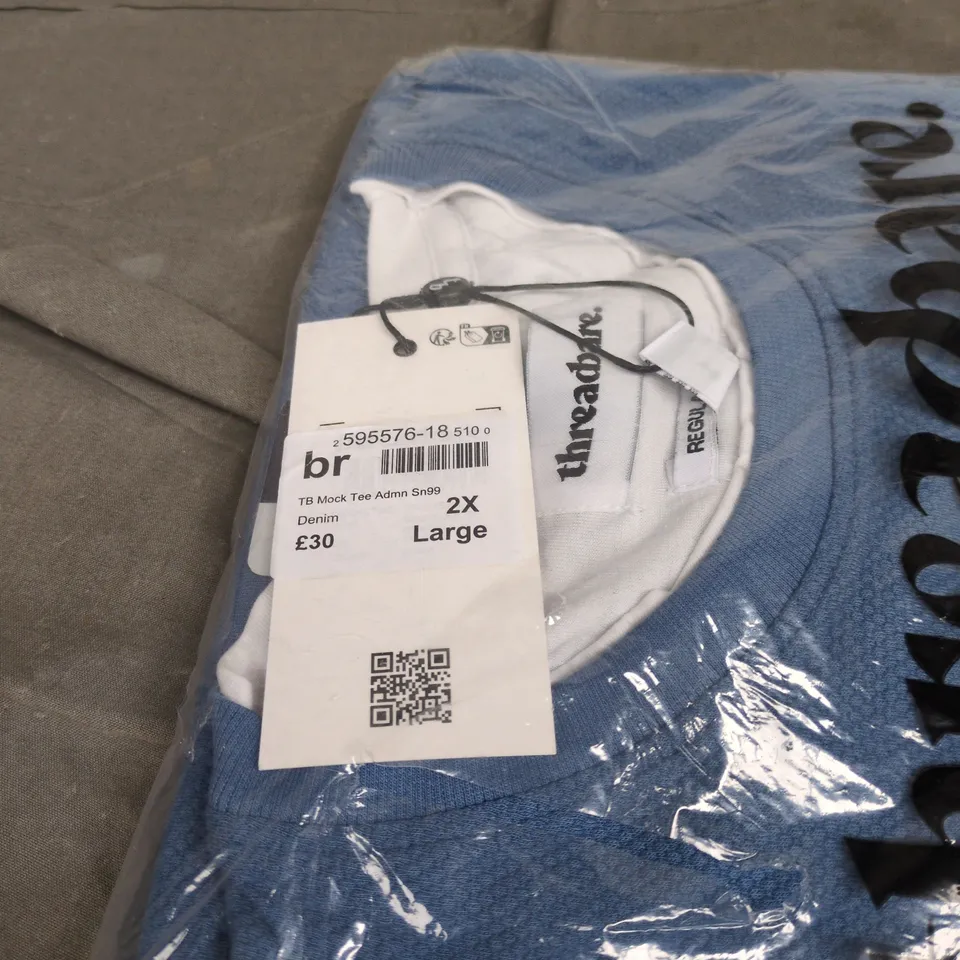 THREADBARE MOCK TEE DENIM 2 IN 1 SHIRT LARGE. BAGGED