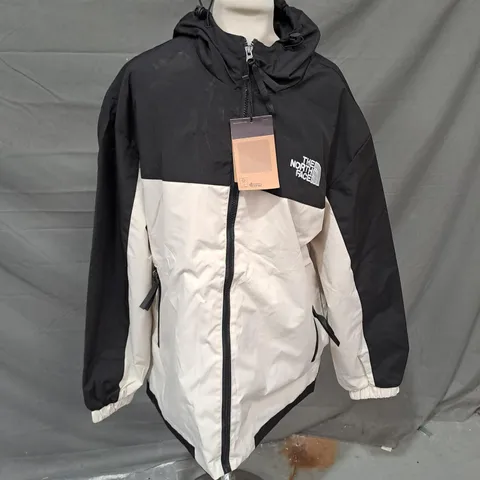 THE NORTH FACE BLACK & CREAM JACKET WITH HOOD - 2XL