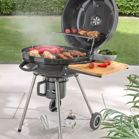 22 INCH KETTLE GRILL CHARCOAL BBQ WITH SIDE TABLE - COLLECTION ONLY