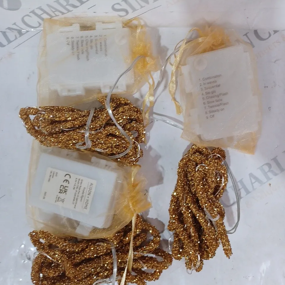 OUTLET ALISON CORK 2M INDOOR/OUTDOOR PRE-LIT GLITTER ROPE STRANDS IN GOLD COLOUR