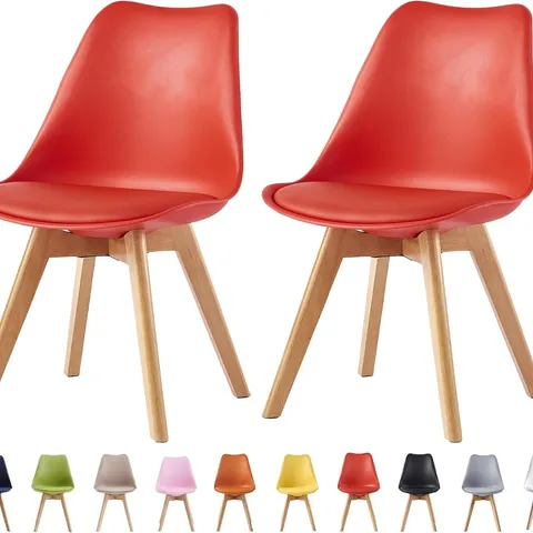 BOXED MCC DIRECT SET OF 2 DINING CHAIRS WOODEN LEGS SOFT CUSHION PAD STYLISH DELUXE RETRO LOUNGE DINING OFFICE EVA