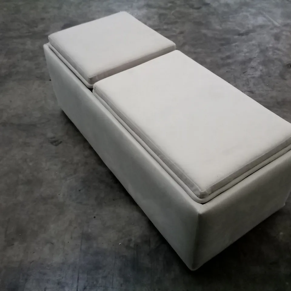QUALITY THE LOUNGE CO DESIGNER RECTANGULAR FOOTSTOOL WITH STORAGE - BEIGE FABRIC 
