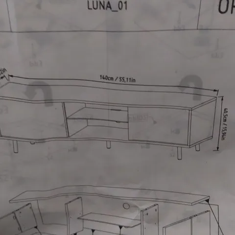 BRAND NEW BOXED GREY WOODEN TV UNIT (1 BOX)