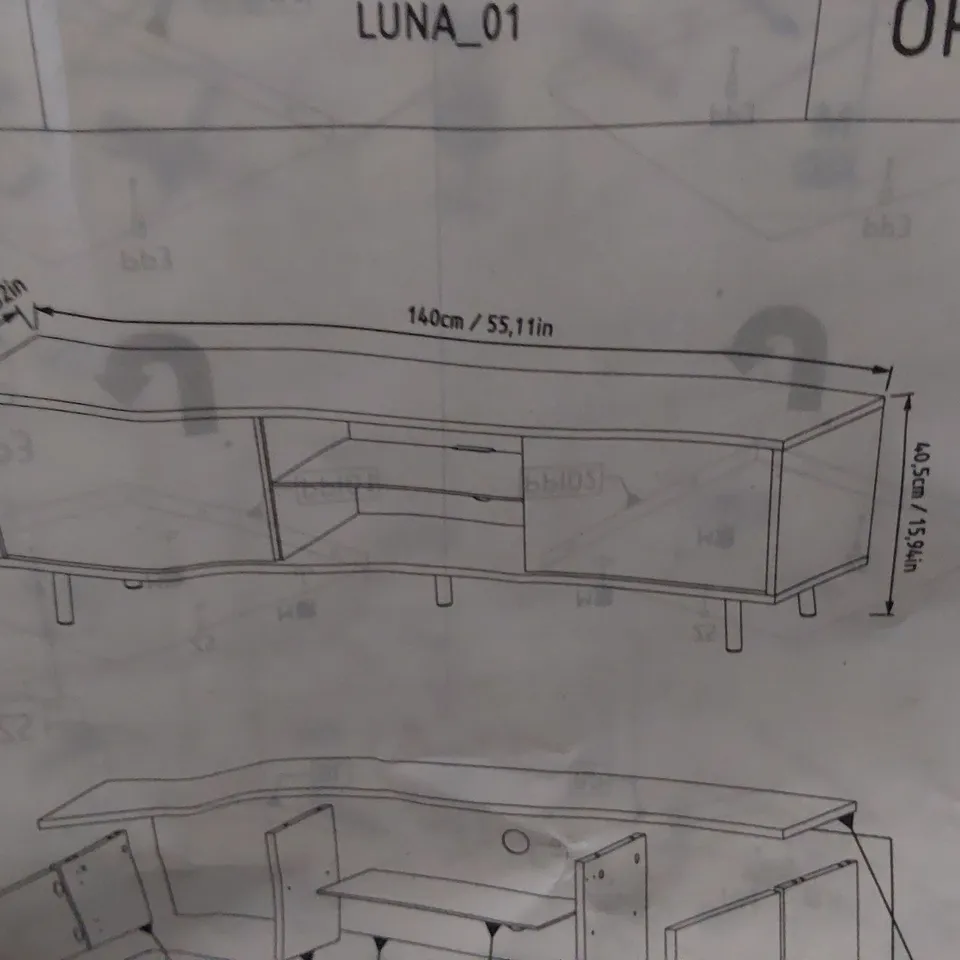 BRAND NEW BOXED GREY WOODEN TV UNIT (1 BOX)