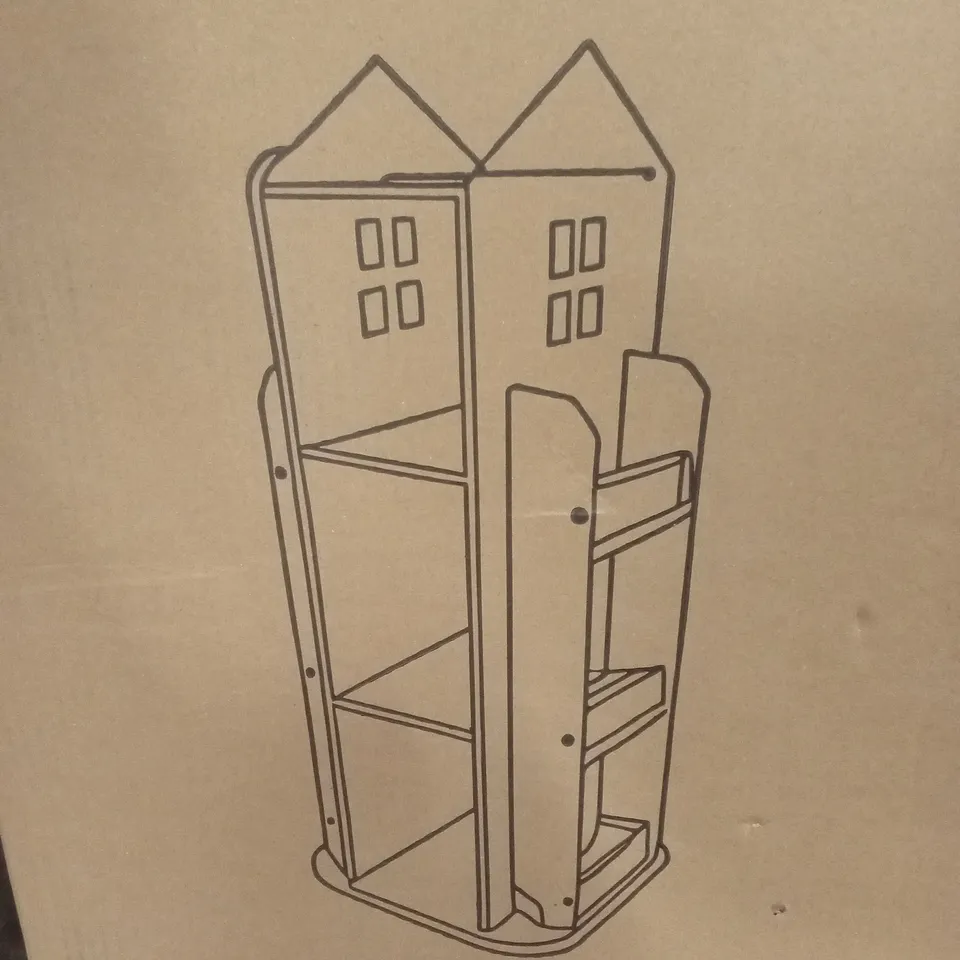 BOXED NEO HOUSE SHAPED 360 ROTATING KID'S FREESTANDING BOOKSHELF