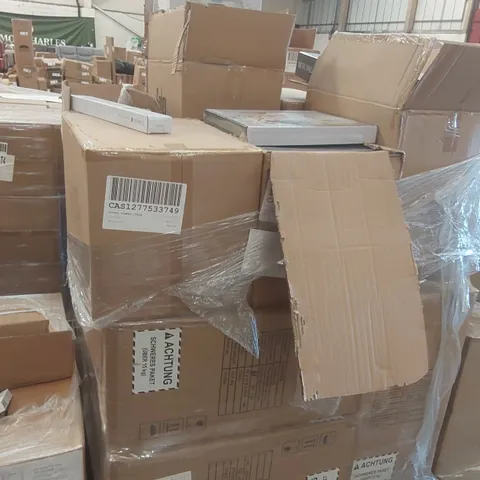 PALLET CONTAINING A LARGE QUANTITY OF ASSORTED ITEMS INCLUDING: CANDYFLOSS MACHINES, KITCHEN SPLATTER SCREENS, METAL WALL FRAMES ECT