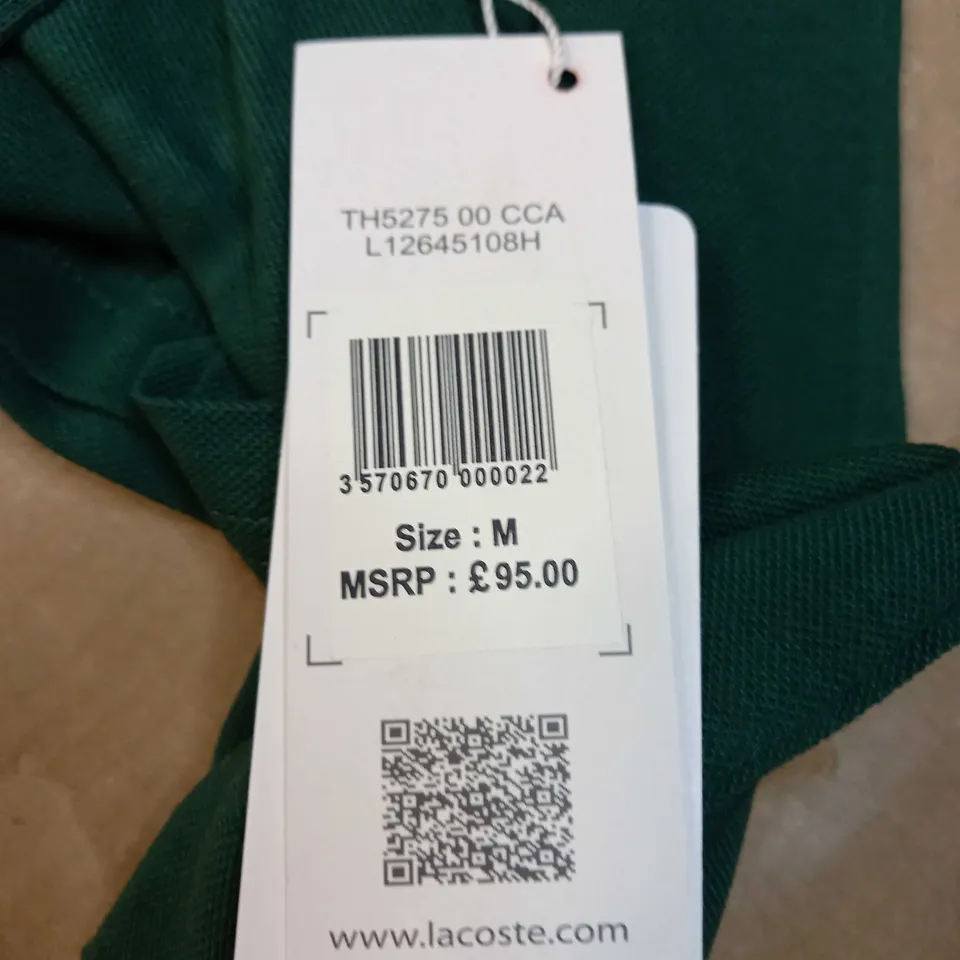LACOSTE LOGO POLO SHIRT IN GREEN SIZE M