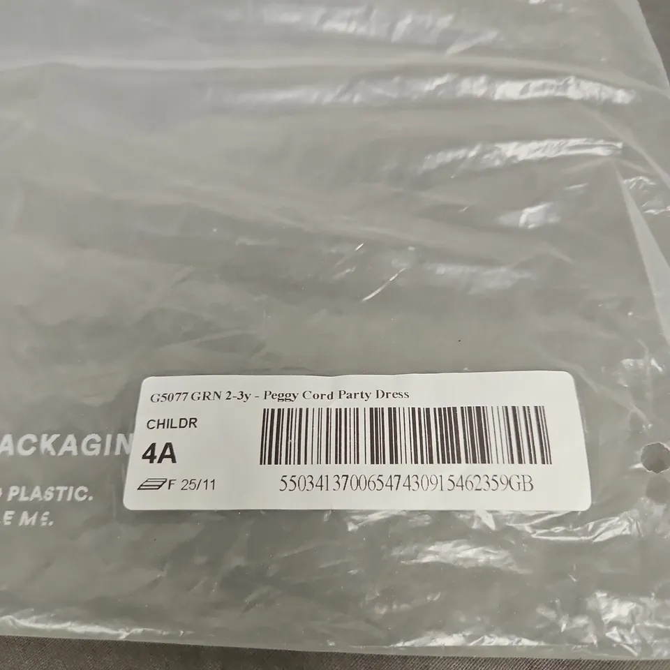 BODEN PEGGY CORD PARTY DRESS, GREEN, UK 2-3 (2-3Y)