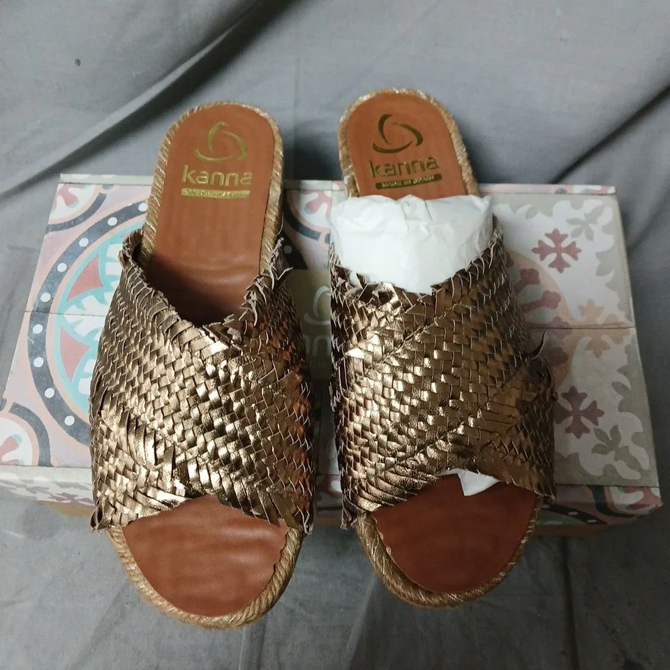 KANNA ZAPATOS DESIGNER SHOES – DULCE-TRENZ BRONZE SANDALS, UK 5 (EU 38)