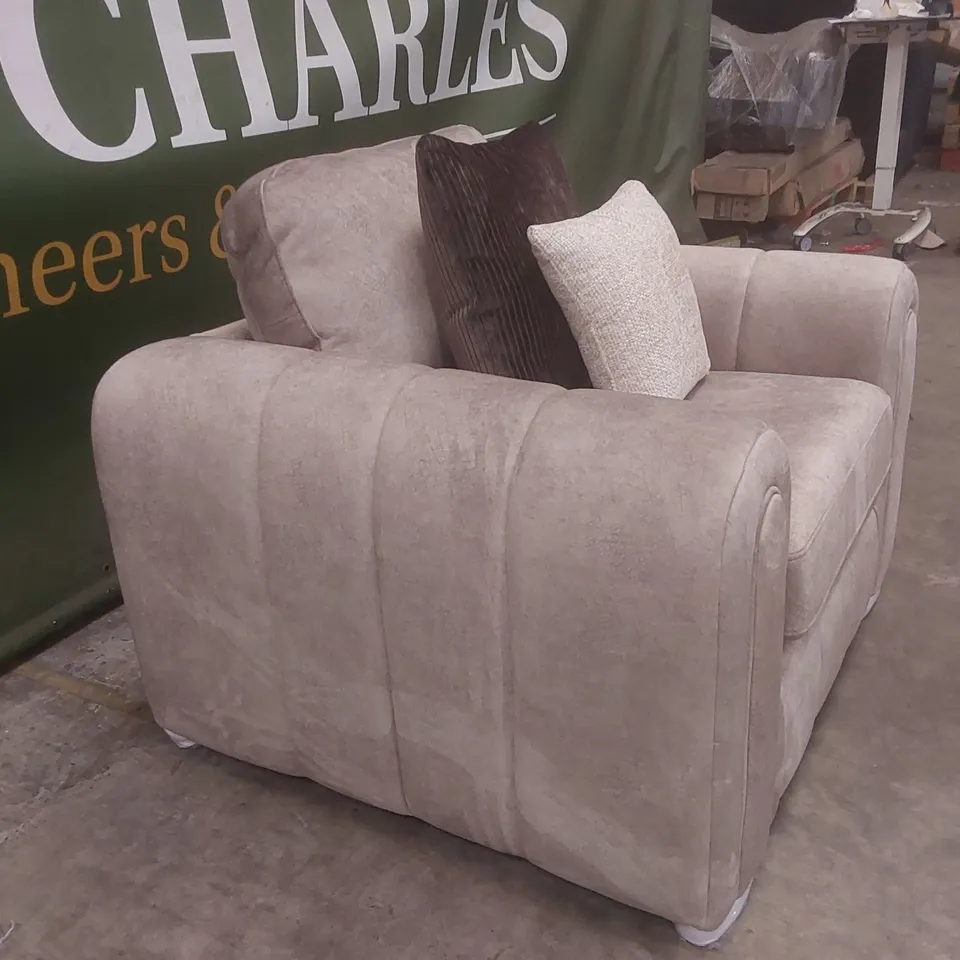 QUALITY DESIGNER AMARA FABRIC UPHOLSTERED ARMCHAIR