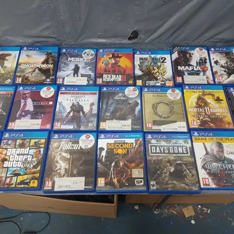 20 PS4 GAMES TO INCLUDE GTA5, METRO EXODUS, DYING LIGHT, HITMAN 2, JURASSIC WORLD EVOLUTION, AND DAYSGONE ETC.